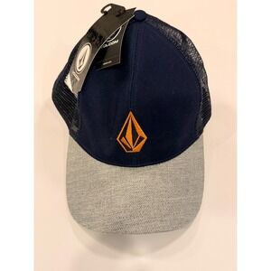 NWT Volcom Full Stone Cheese Hat Navy Gray Trucker Snapback Cap